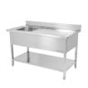 Plonge Inox 1 Bac 1200x600 mm, Égouttoir Droite, Dosseret