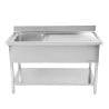 Plonge Inox 1 Bac 1200x600 mm, Égouttoir Droite, Dosseret