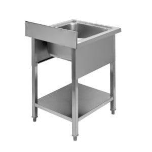 Βυθιζόμενος 1 Λεκάνη με Πλάτη και Ράφι - Μ 600 x Π 600 mm - Dynasteel