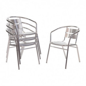 Stackable Aluminum Chairs - Set of 4 - Refurbished