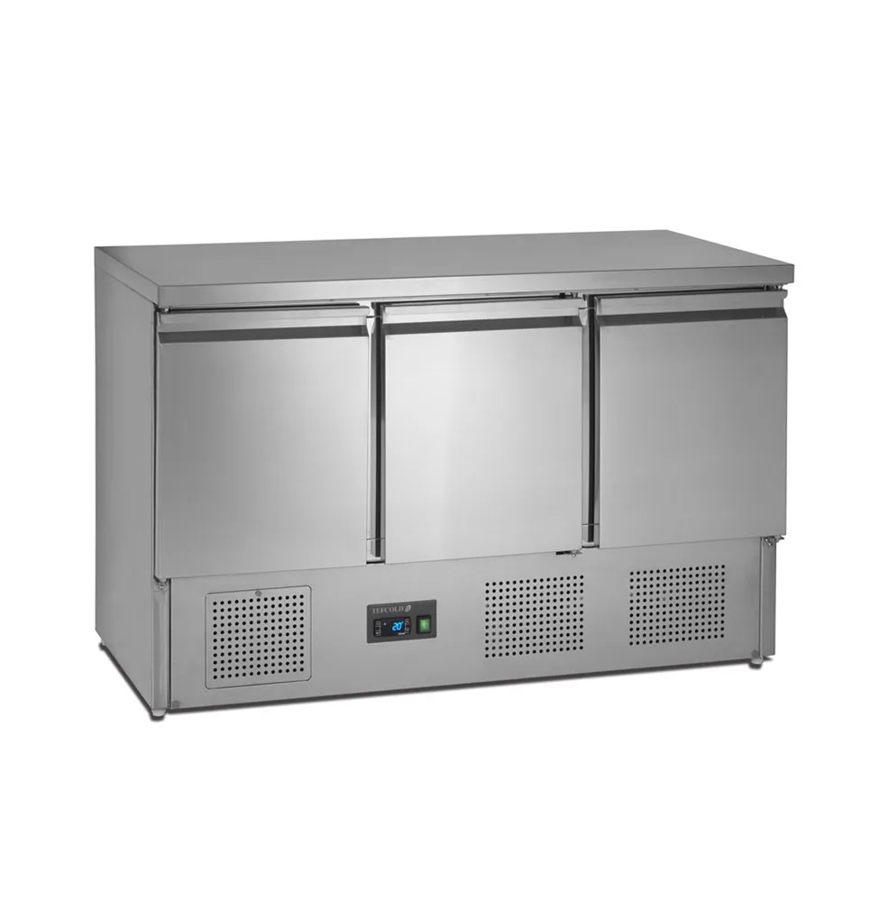 Saladette Ψυγείο Θετικής Θερμοκρασίας GN 1/1 από Ανοξείδωτο Ατσάλι - 3 Πόρτες - 368 L - 4 GN 1/1