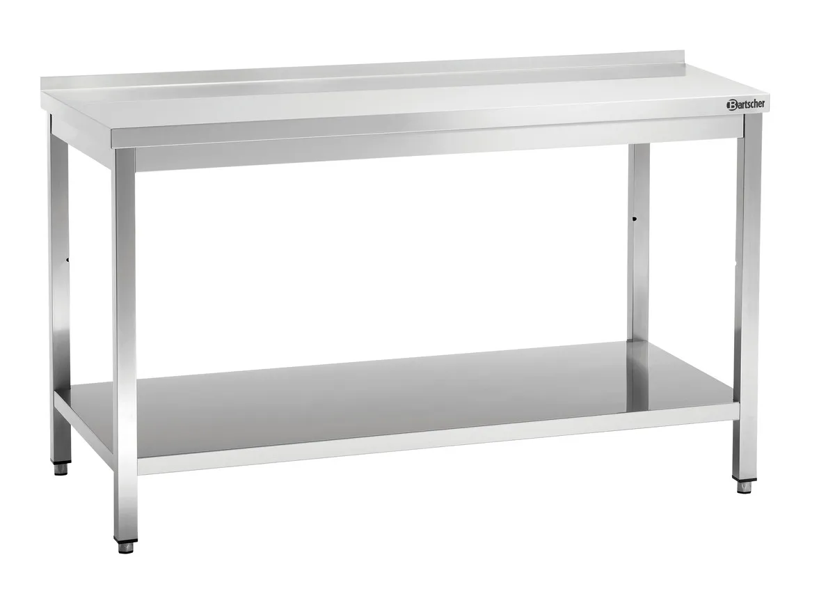 Τραπέζι Εργασίας Inox με Κάτω Ράφι και Πλάτη - Β 700 mm - Μ 1600 mm