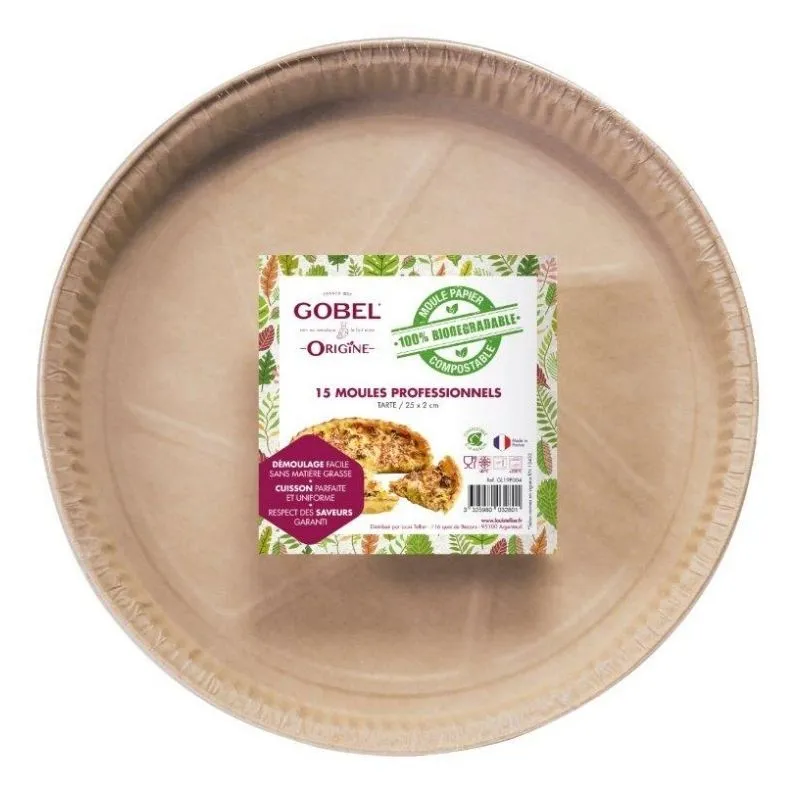 Moules à Tarte Jetables en Papier - 24,6 x 2,3 cm - Lot de 15