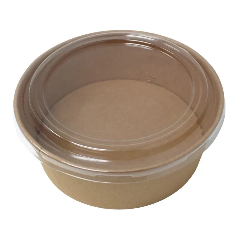Μπολ Σαλάτας Kraft 1300 ml Ø 185 mm με Διαφανές Καπάκι PET, Στρογγυλό, Σετ 300