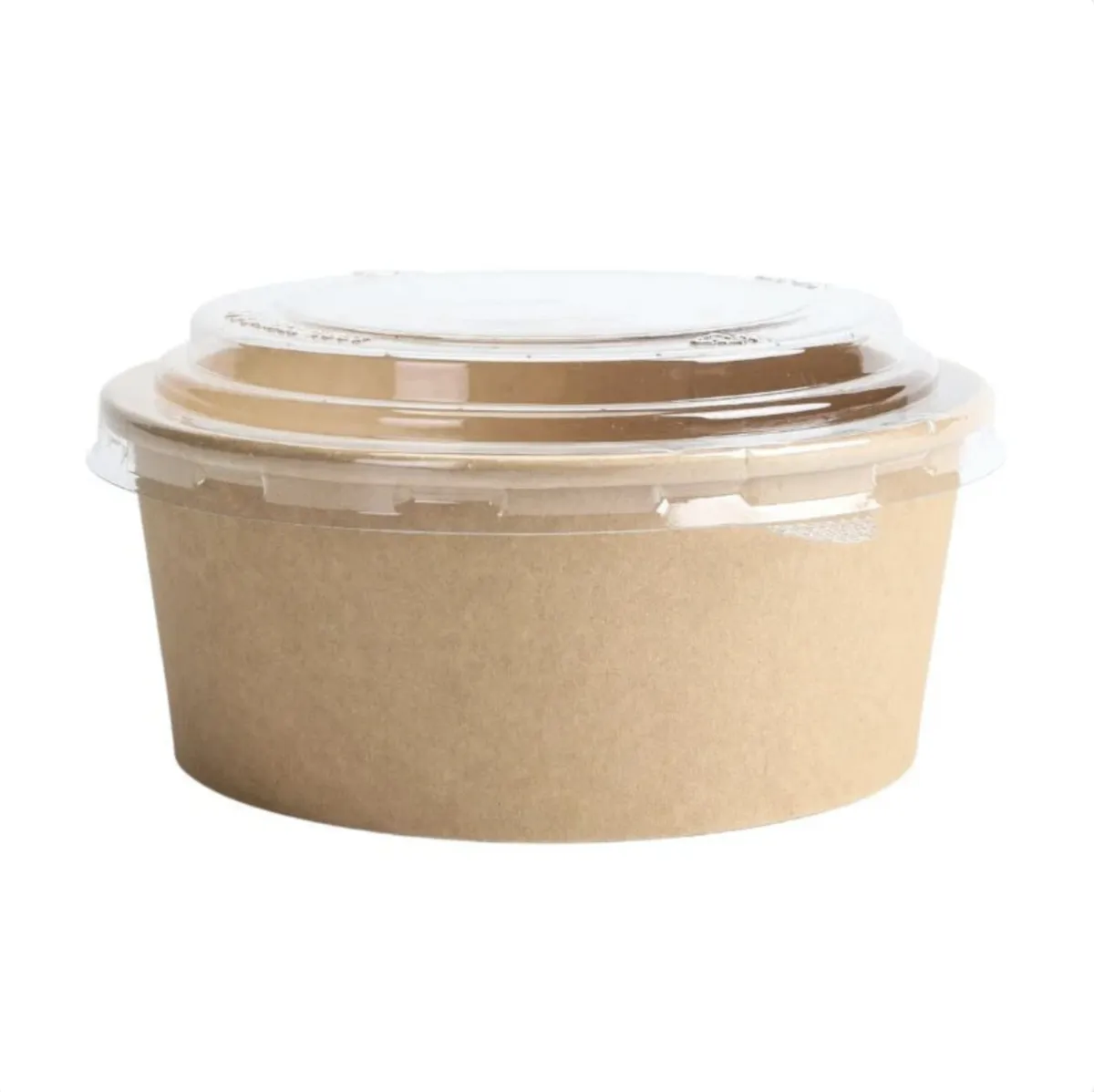 Μπολ Σαλάτας Kraft 750 ml Ø150 mm με Διαφανές PET Καπάκι, Στρογγυλό, Ανακυκλώσιμο - Σετ 300