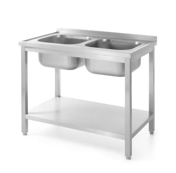 Λάντζα με 2 Νεροχύτες Profi Line με Ράφι - P 600 x L 1000 mm